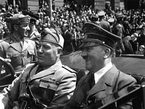 Adolf Hitler and Benito Mussolini in Munich, G...