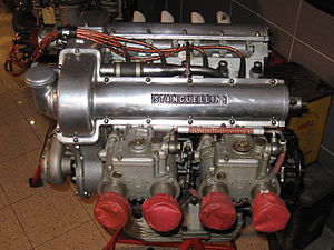 English: A Stanguellini racing engine exhibite...