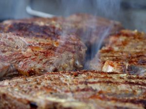 Steaks on a grill